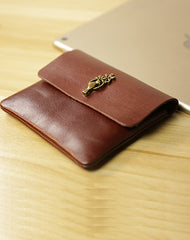 Cute Women Brown Leather Mini Coin Wallet Small Change Wallet For Women