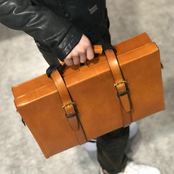 Handmade Leather Mens Cool Business Bag Messenger - Back View
