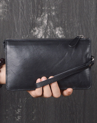 LEATHER MENS Wristlet Wallet Zipper Clutch FOR MEN