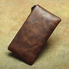 MENS LEATHER SLIM ZIPPER CLUTCH WALLET Zipper Long Wallet FOR MEN