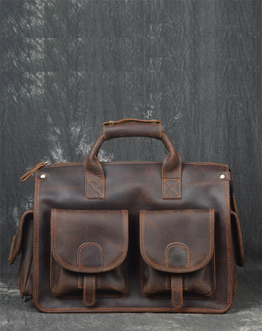 Vintage Leather Men Large Travel Bag Weekender Business Bag For Men