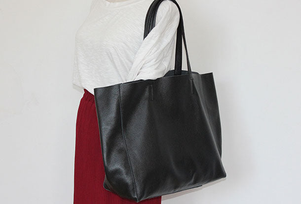 Handmade Vintage Leather Oversize Tote Bag Shoulder Bag Handbag For Women - EverHandmade