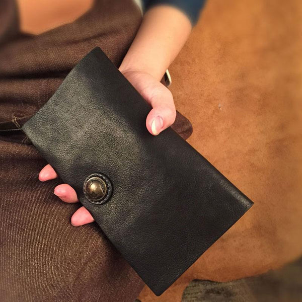 HandmadeLeather Mens Cool Long Leather Wallet Slim - Back View
