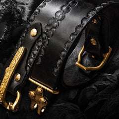 Handmade Black Leather Mens Belts Cool Leather Men Belt for Men