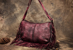 Genuine Handmade Tassels Vintage Leather Crossbody Bag Shoulder Bag Women Leather Purse - EverHandmade