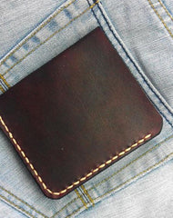 Coffee Vintage Leather Mens Small Wallet Leather billfold Bifold Wallets for Men
