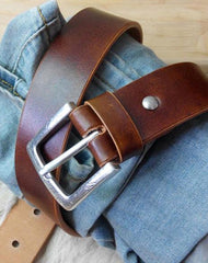 Cool Handmade Brown Leather Mens Belt Leather Belt for Men