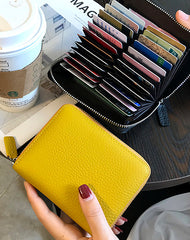 Cute Women Orange Leather Card Holders Small Zip Card Wallet Card Holders Wallet For Women