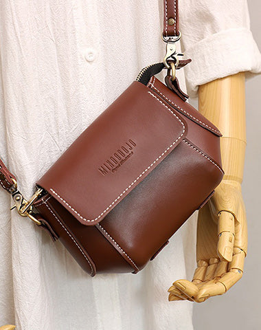 Coffee LEATHER Small Cute Side Bag WOMEN SHOULDER BAG Small Crossbody Purse FOR WOMEN