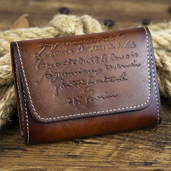 Vintage Women Men Leather Card Wallet Coin - Back View