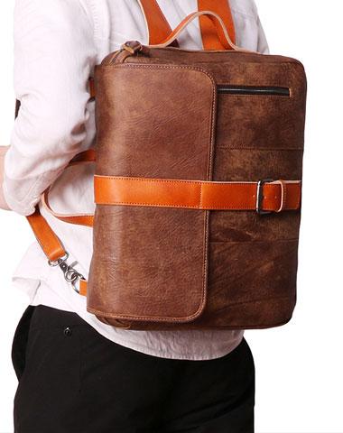 Cool Brown Leather Messenger Bag Handbag Shoulder Bag Backpack For Men