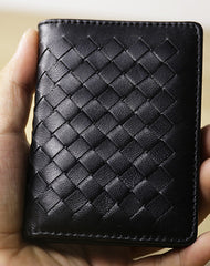 Women Braided Leather Billfold Wallet Small Wallets Bifold Wallets For Women