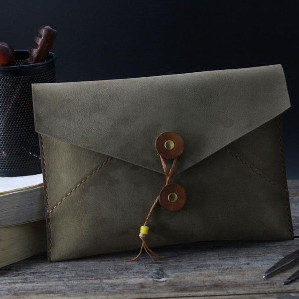 Handmade Vintage Mens Leather Clutch Wallet Cool Wristlet Wallet for Men