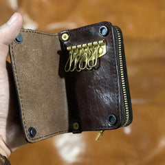 Handamde Genuine Leather Mens Cool Key Wallet Card Slim Wallet Key Holder Car Key Case for Men