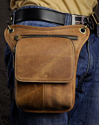 Leather Belt Pouch for Men Leg Drop Bags waist BAGs Shoulder Bag For Men