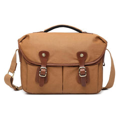 Canvas Leather Mens 14'' Waterproof Army Green CANON CAMERA Khaki Messenger Bag NIKON CAMERA Side BAG DSLR CAMERA BAG