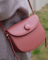 Cute Leather Red Brown Womens Saddle Purse Saddle Shoulder Bag for Women