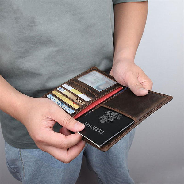 Cool Leather Long Wallet for Men Slim - Back View