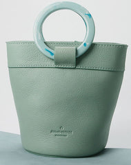 Cute Green Leather Womens Mini Bucket Purse Handbag Barrel Shoulder Bag for Women