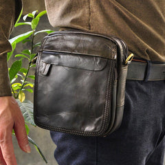 Small Mens Leather Belt Pouch Side Bag Belt Case Waist Pouch Holster for Men