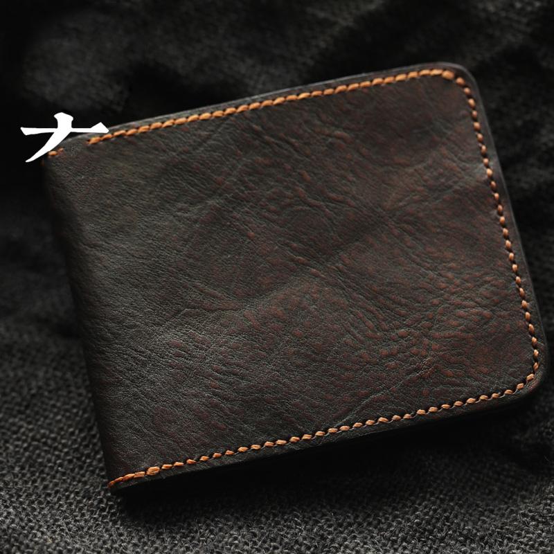 Distressed Coffee Leather Mens Small Wallet billfold Wallet Handmade Bifold Front Pocket Wallet For Men