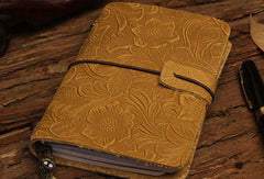 Handmade billfold Bifold Leather Trip Travel Notebook Wallet Floral Leather billfold Wallet For Men Women