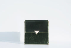 Handmade leather green square purse phone bag shoulder bag cossbody bag purse women