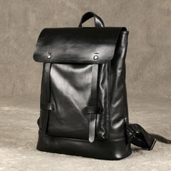 Cool Large Leather Mens Backpack Black Travel Backpack Hiking Backpacks for men
