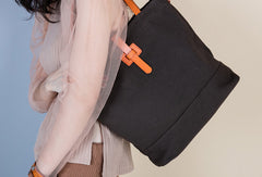 Handmade Genuine Leather Canvas Handbag Tote Shopper Bag Purse Handbag Shoulder Bag Purse For Women - EverHandmade