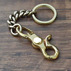 Cool Men's Brass Skull Biker Key Chain Key Holder For Men