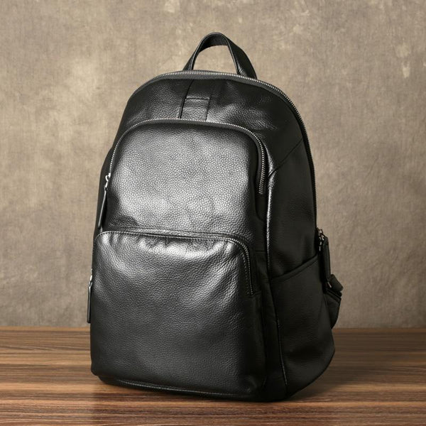 Fashion Leather Men's 15 inches Computer Backpack Black Large Travel Backpack Bl FY03882046