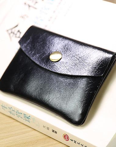 Cute Women Black Leather Mini Card Wallet Coin Wallets Slim Change Wallets For Women