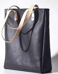 Handmade Black Leather Tote Purses Shoulder Bag Shopper Tote Bag for Women