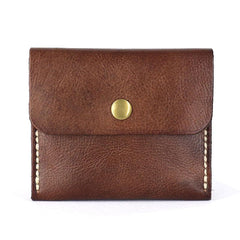 Handmade Leather Mens Front Pocket Wallet Card Wallet Slim Small Change Wallet for Men