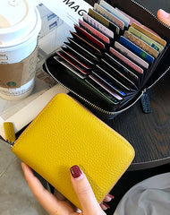 Cute Women Green Leather Card Holders Small Zip Card Wallet Card Holders Wallet For Women