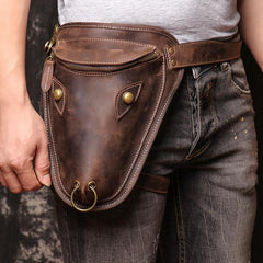 Retro Brown MENS LEATHER FANNY PACK FOR - Side View