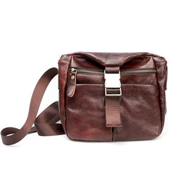 Black Leather Mens Casual Small Courier Bag Messenger Bags Brown Postman Bag For Men