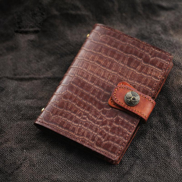 Brown Handmade Leather A7 Journal Travel Notepad - Side View