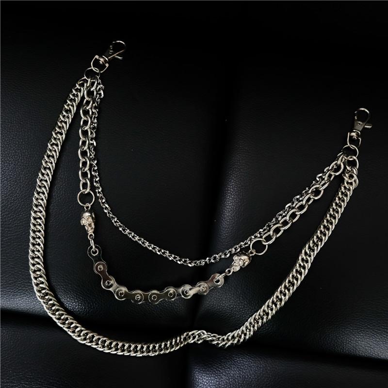 Badass Men's Punk Triple Long Wallet Chain Pants Chain Biker Wallet Chain For Men