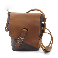 Cool Mens Waxed Canvas Leather Small Courier Bags Canvas Side Bags Messenger Bag for Men