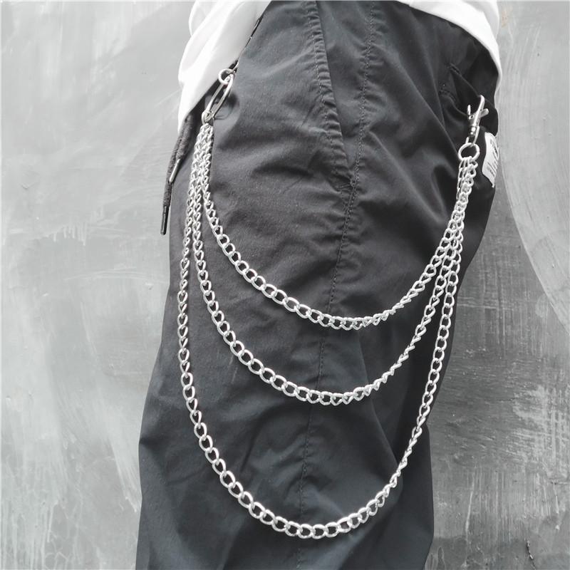 Badass Punk Mens Long Three Layer jeans chain jean chain Pants Chain W