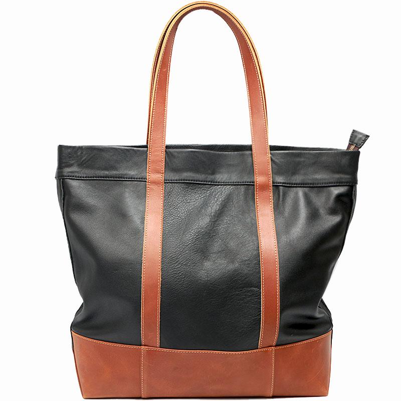 Black Vintage Leather Men Womens Large Tote Bag Brown Shoulder Tote Bag Shopper Tote For Men