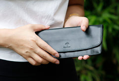 Leather Cute Womens Long Slim Wallet Bifold Long Wallet Clutch For Women