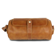 Brown Leather Mens Casual Bucket Shoulder Bag Barrel Messenger Bags Postman Bag For Men