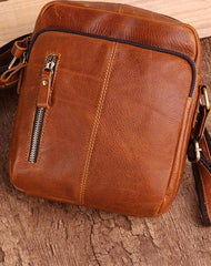 Cool Brown Leather Mini Messenger Bags Small Tablet Messenger Bag Side Bag For Men