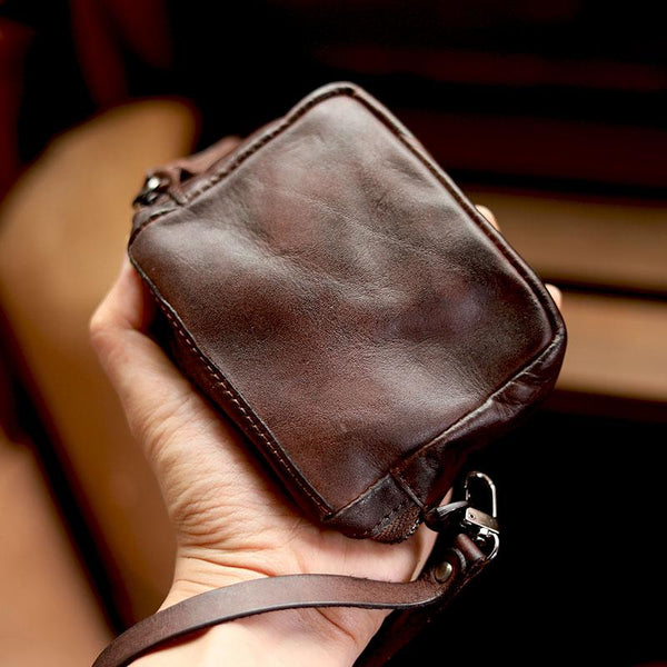 Cool Black Leather Mens Card billfold Wallet Coin Purse Wirstlet Zipper Small Wa ZOY0089024