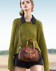 Best Red Leather Womens Vintage Handbag Handmade - Open View