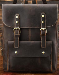 Vintage Leather Coffee Mens Backpack Satchel Backpack Travel Backpack Bags for Men