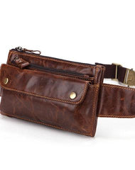 Cool and Retro Dark Brown and Brown LEATHER MENS FANNY PACK FOR MEN BUMBAG Vintage WAIST BAGS