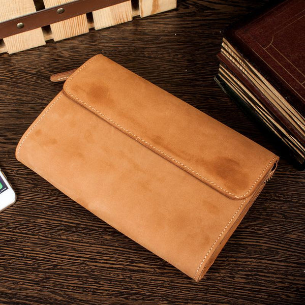 Khaki Cool Mens long Wallet Wristlet Wallets - Back View